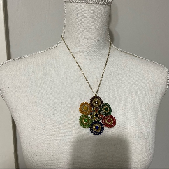 Lavish Jewelry - Lavish by Tricia Milaneze Colorful Beaded Flower Pendant Necklace
